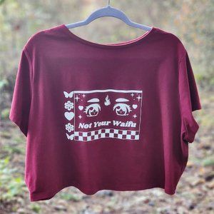 Plus Size Wild Fable™ Cropped Top - Upcycled w/ "Not Your Waifu" Vinyl Design